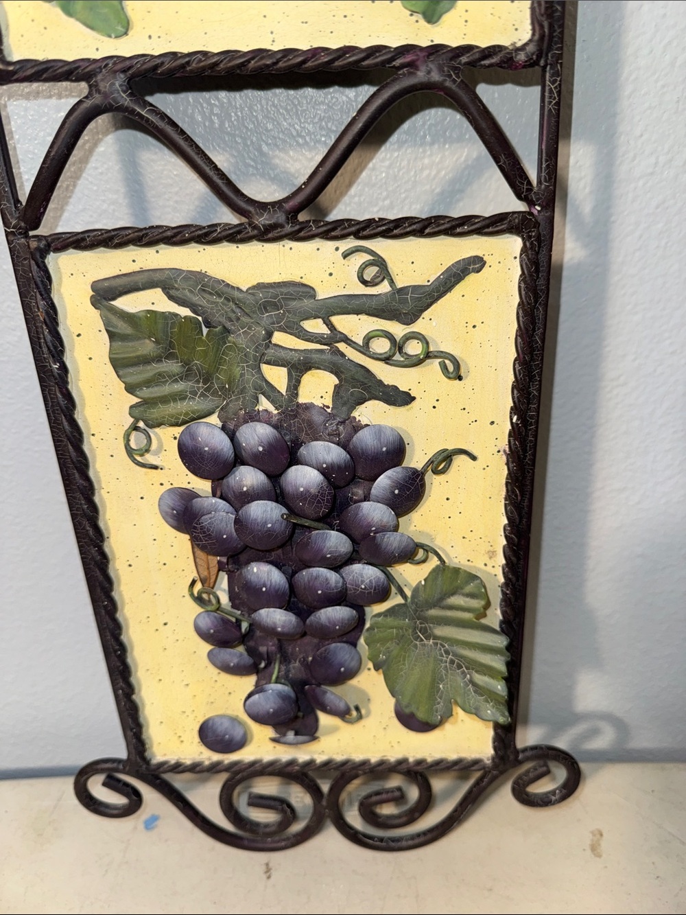 Vintage Home Interiors (Homco) Wrought Iron 3-D Fruit Wall Plaque Tuscan Rustic - Picture 4 of 8